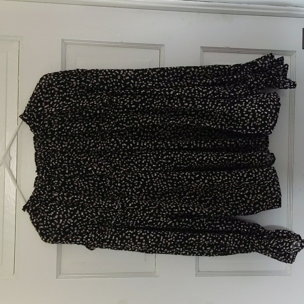 Women's pink and white polkadot blouse